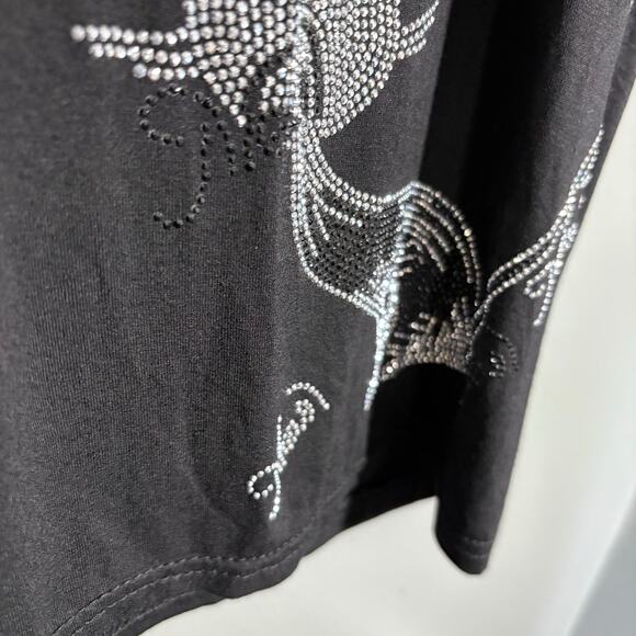 Julia Women's Dopamine Rhinestone Bling Cat Black Top - Size L/XL - Whimsygoth - Picture 5 of 8